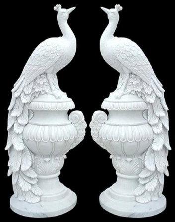 Marble Peacock Statue, Packaging Type : Thermocol Box
