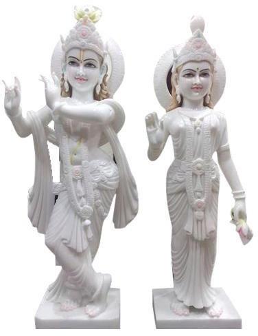 Plain marble radha krishna statue, for Temple