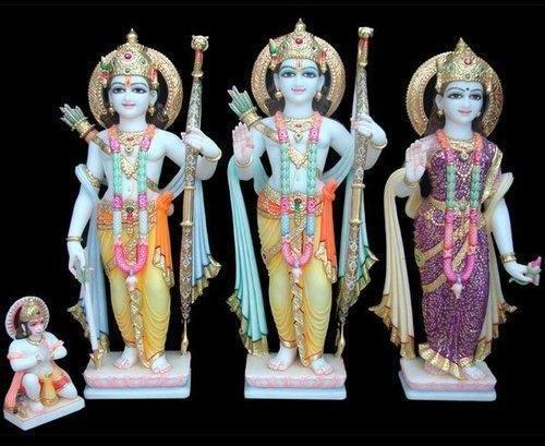 Painted Marble Ram Darbar Statue, Size : 48 inch