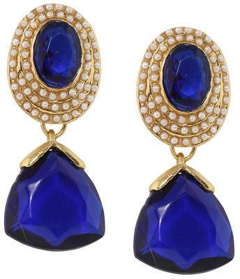 Bindhani Blue Stone Pearl Earrings