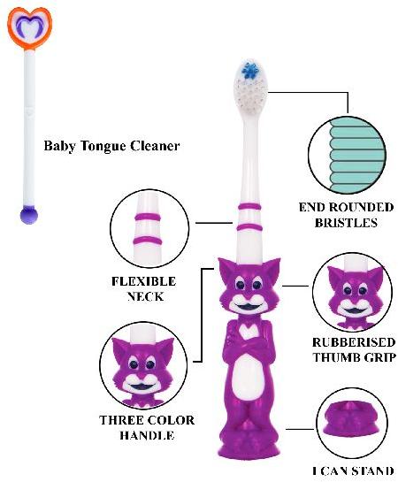 Pigeon 3D Naughty CAT Toothbrush, for Personal Hygiene, Feature : Flexible, cartoon theme