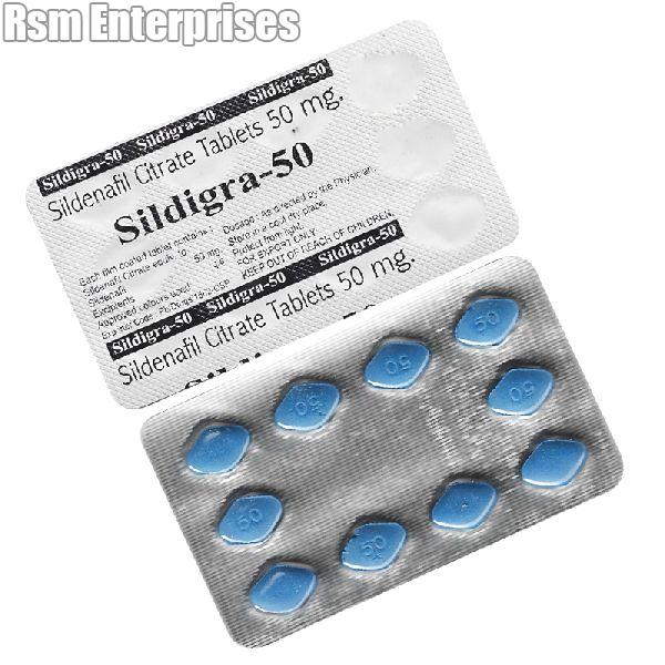 Sildigra-50 Tablets (Sildenafil Citrate 50mg), Color : Blue