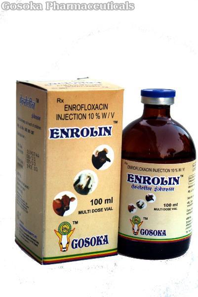 Gosoka Enrolin Injection, for Veterinary, Packaging Type : Plastic Bottle