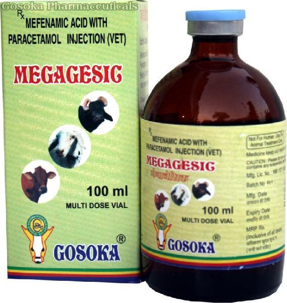 Gosoka Megagesic Injection, for To Animals, Veterinary, Packaging Type : Plastic Bottle