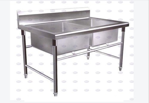 Bhawani Engineering Polished Stainless Steel Double Sink Table