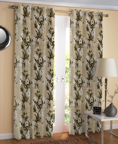 Printed Polyester Fire Retardant Curtain Fabric, Color : Brown