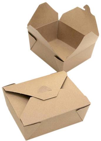 Rectangular Kraft Paper Corrugated Take Out Box, Color : Brown