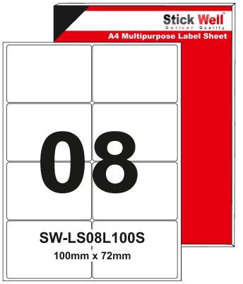 STICKWELL SQUARE Paper A4 Label Sheet, Packaging Type : pkt