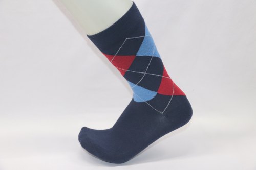 Vintado Pure Cotton Argyle Socks, Color : Navy Blue
