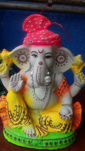 Polished Clay Eco Friendly Ganesh Idol, for Home, Hotel, Office, Shops, Feature : Attractive Design
