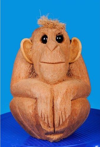 Coconut Shell Monkey Statue