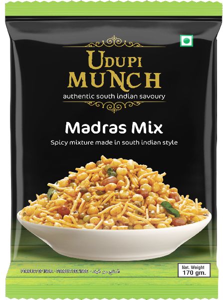 Udupi Munch Madras Mix, for Snacks, Home, Office, Restaurant, Hotel, Certification : FSSAI Certified