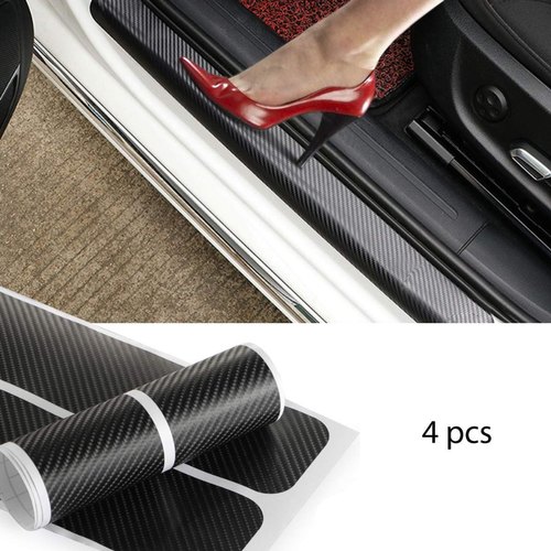 PVC Car Door Carbon Fibre Sticker, Color : Black
