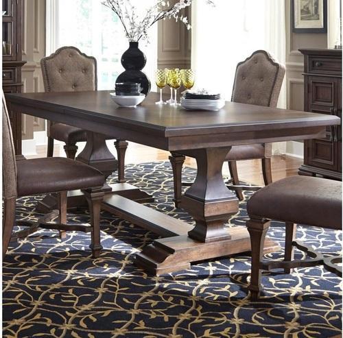 Wooden Double Pedestal Dining Table, Color : BROWN