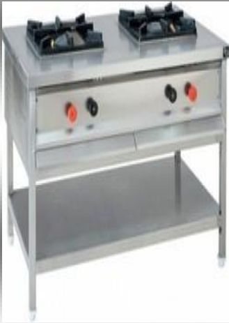 High Pressure Commercial Double Burner Gas Stove, Color : Silver