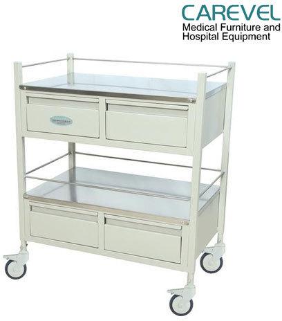 Carevel CRCA Tubes (Framework) Hospital Medicine Trolley, Color : White