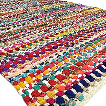 Rectangular Cotton Multicolor Braided Rugs, for Office, Hotel, Floor, Technique : Handmade