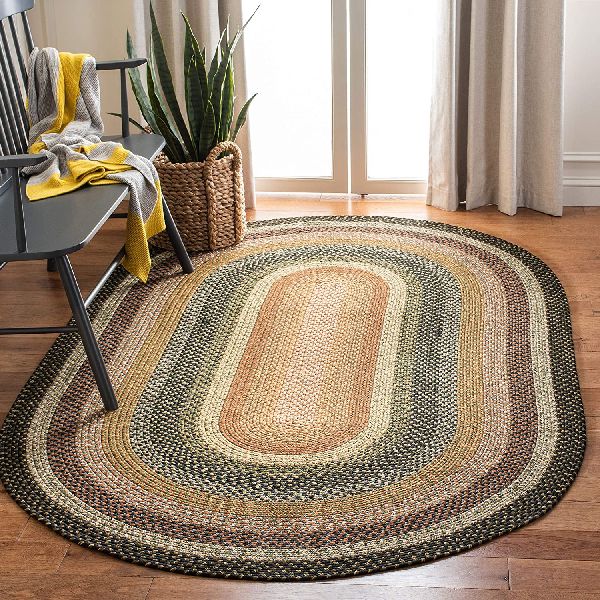 Cotton Oval Braided Rugs, for Office, Hotel, Floor, Packaging Type