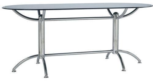 Double Pedestal Dining Table, Color : Black Silver