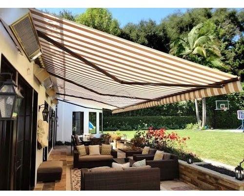 Striped PVC(Sail) Waterproof Retractable Awning, for Home
