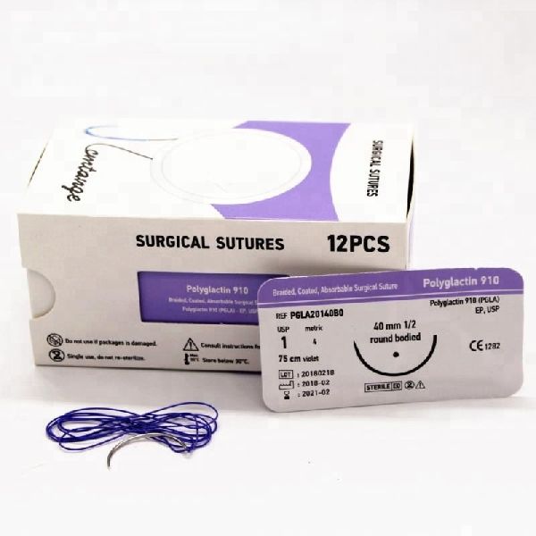 Absorbables Polyglycolic Acid Polyglactin Suture, for Surgical Use, Length : 10-12inch