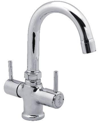 Sleek Center Hole Basin Mixer, for Bathroom, Color : Silver