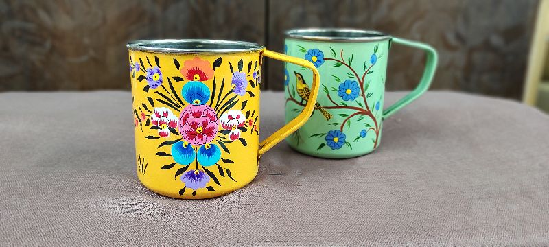 Hand Painted Coffee Mugs Enamelware, for Hot tea, Size : Standard