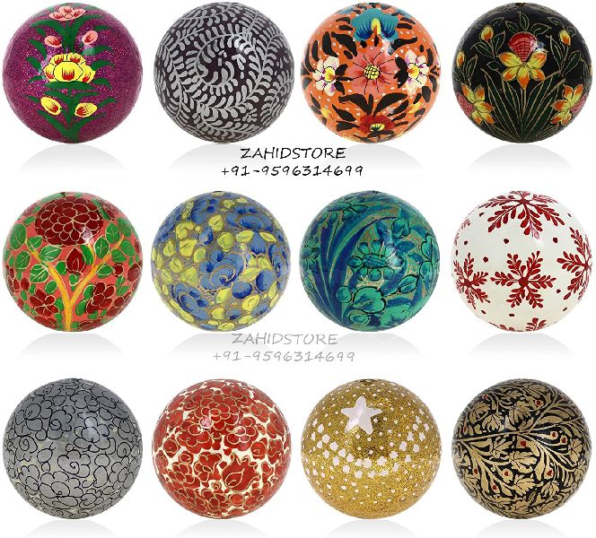ZAHIDSTORE PAPER MACHE CHRISTMAS BALLS, for Decoration, Pattern : HAND PAINTED