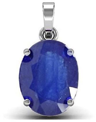 4.42ct Sterling Silver With Certified Blue Sapphire Oval Gemstone Pendant