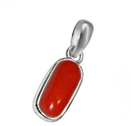 5.50ct 925 Silver Natural Red Coral Moonga Oval Certified Finest Quality Pendant
