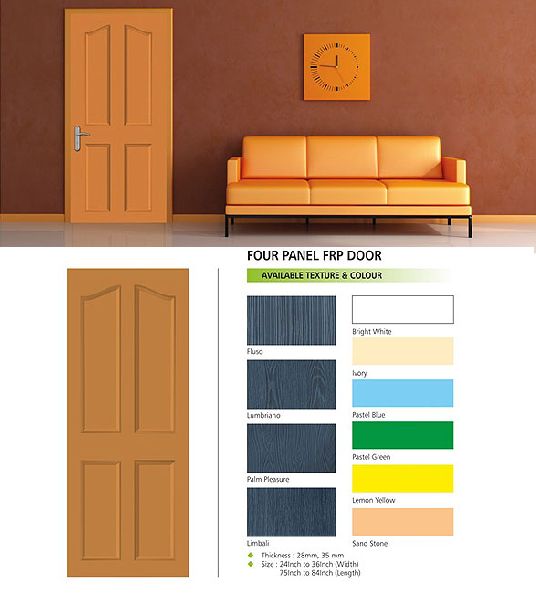 Four Panel FRP Door, for Garage, Mall, Office, Pattern : Plain