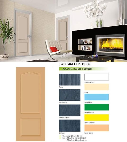 Polished Two Panel FRP Door, Color : Multicolor