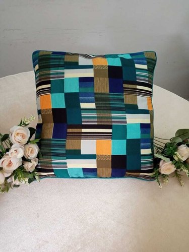 Polyester Hand Painted Cushion Cover, Size : 16x16 Inch