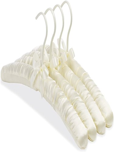 Wooden Satin Padded Hangers, Color : White