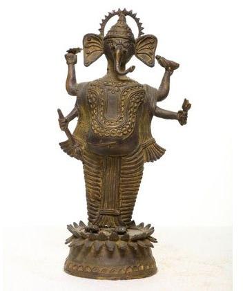 13 X 6 Inch Tribal Bronze Ganesh Statue