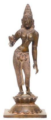 Chola Art Modern Bronze Parvati Statue, Color : Brown