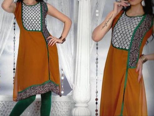 Georgette Embroidered Kurti, Color : Can Be Customise