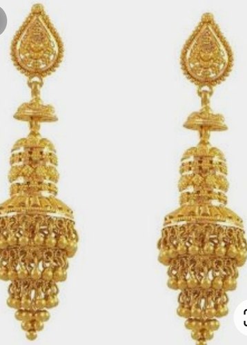 Gold Jhumka Earrings, Color : Golden