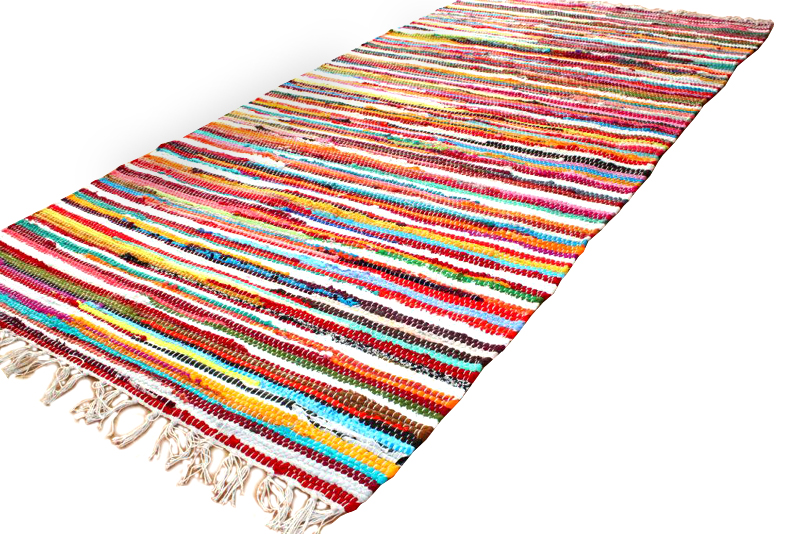 Handmade Cotton Chindi Rugs, for Home, Hotel, Office, Restaurant, Size : 2x3feet, 3x4feet, 4x5feet