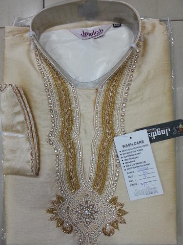 Cotton embroidered kurta pajama, Size : L, S, XL, XXL, XXXL