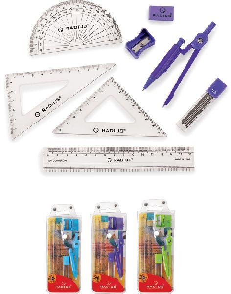 Maths Sets in PVC Pouch, for Collage, Lab, School, Color : Transparent