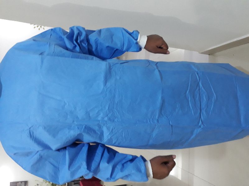 Full Sleeve SMMS Non Woven disposable surgical medical gown, Color : Blue
