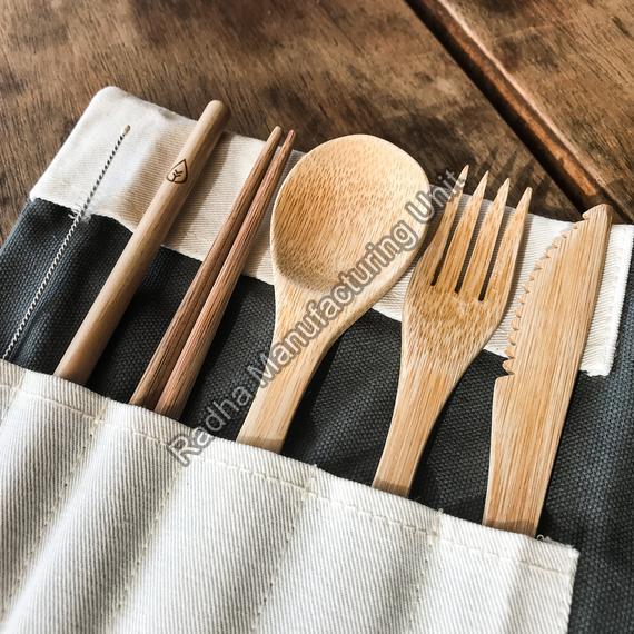 Polished Bamboo Cutlery Set, for Kitchen, Style : Modern