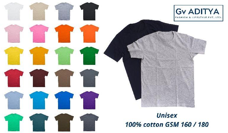  Plain Cotton Unisex Round Neck T-Shirts