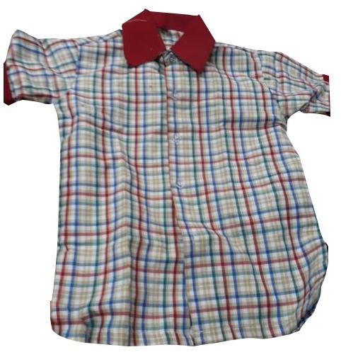 Meghdoot Checkered Plain Cotton School Uniform Shirt, Gender : Boys