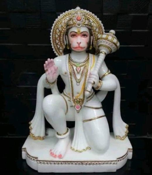 Plain marble hanuman statue, Packaging Type : Thermocol Box