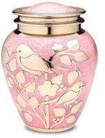 Pink With Gold Blessing Birds Cremation Urn