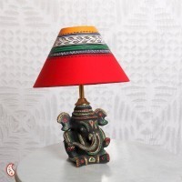 Aapno Rajasthan Terracotta Hand Painted Ganapati Lampshade, Size : 10*5 inch