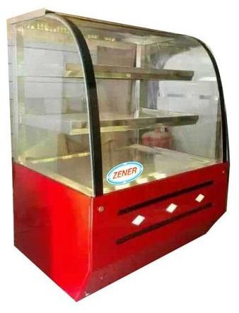 Zener Stainless Steel Confectionery Display Counter, for Restaurant, Color : Red