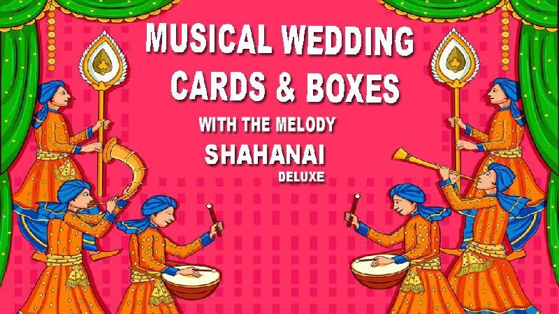 Shehnai Melody Musical Wedding Invitation Card, Feature : Excellent Finish, Premium Quality